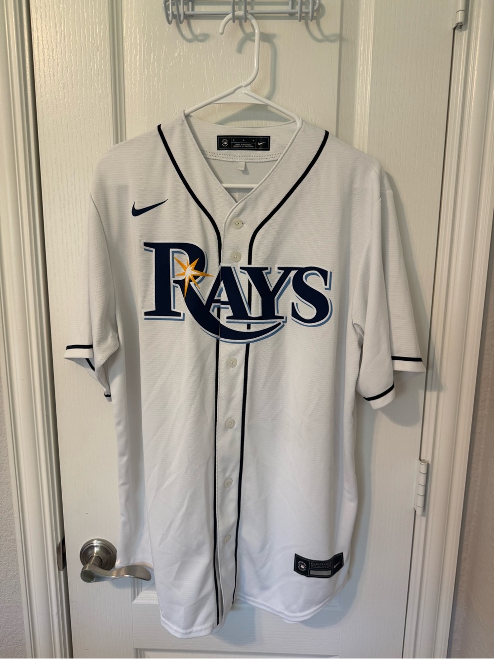 Nike White Baseball Jersey with Navy Trim